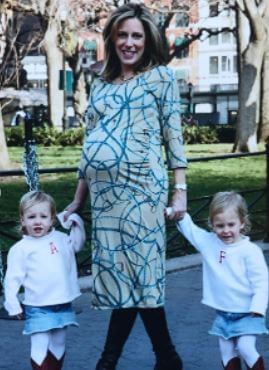 Alessandra Lewis and her twin sister Francesca Lewis with their mother Alisyn Camerota when she was pregnant with their brother.